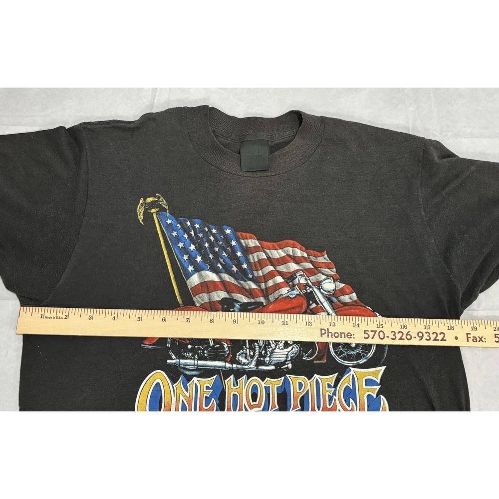3D Emblem Shirt Motorcycle Single Stitch 1980s Black Men's‎ Large 1986 Vintage - Picture 11 of 13